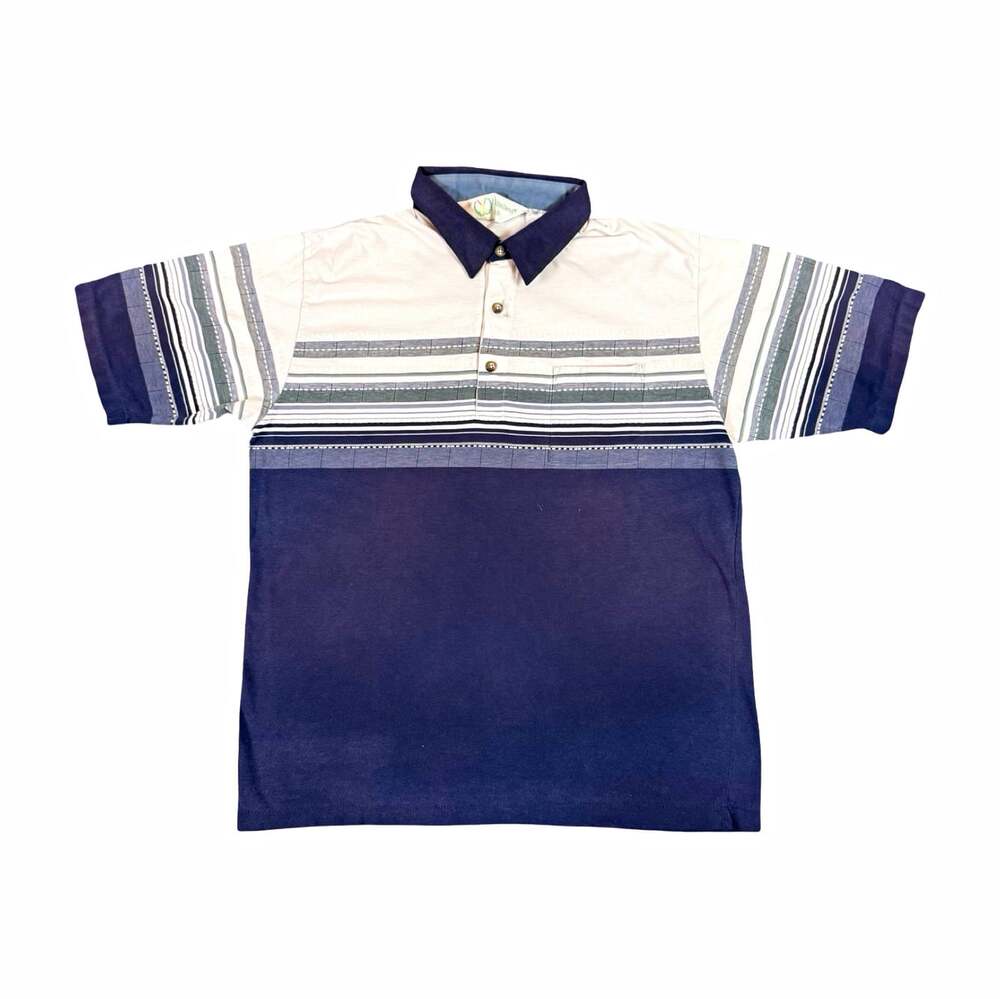 Vintage Single Stitch Faded Palmland Club Men’s Striped Polo Shirt Size XL